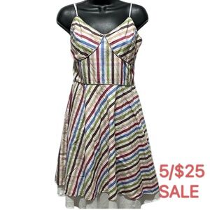 Striped Multicolor Spaghetti Strap Dress Size Medium 5/$25 SALE
